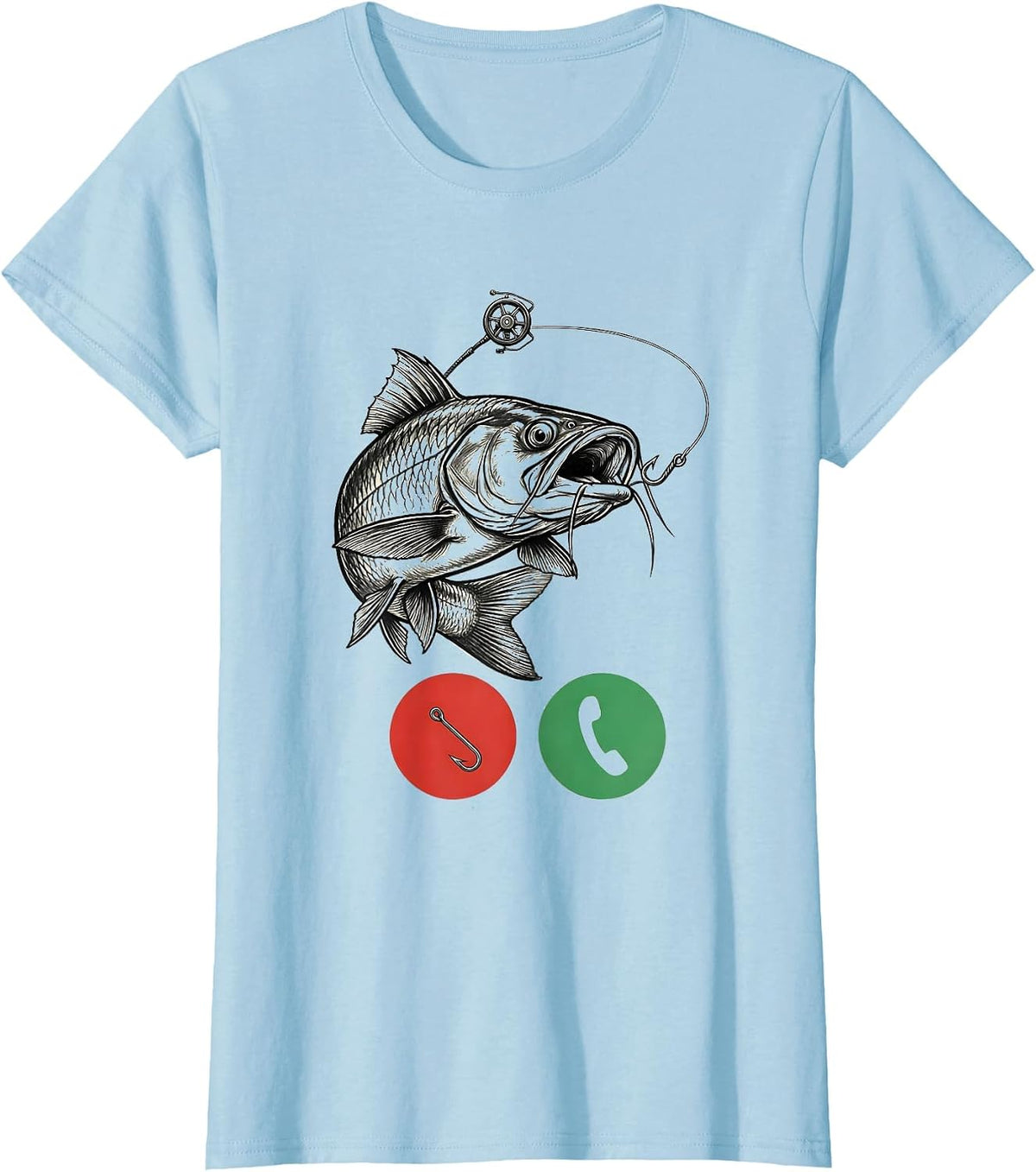 Catfish Hook Phone Call Funny Fishing Dad Gift T-Shirt - Baby Blue