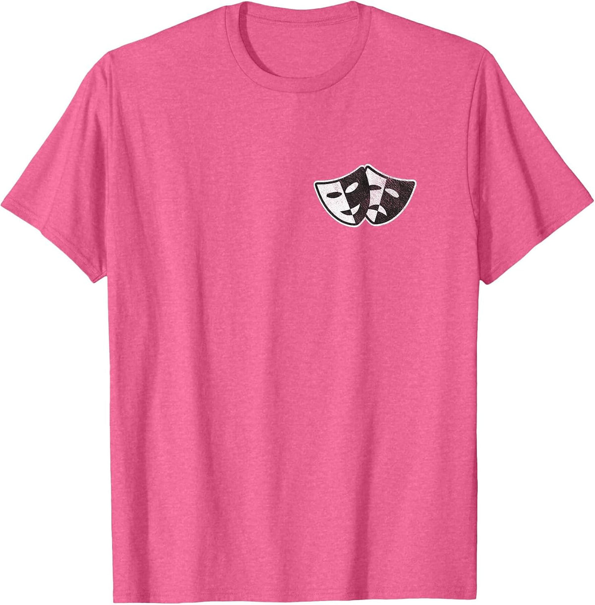 Theatre Masks Drama and Comedy Sad and Laughing T-Shirt - Pink Heather