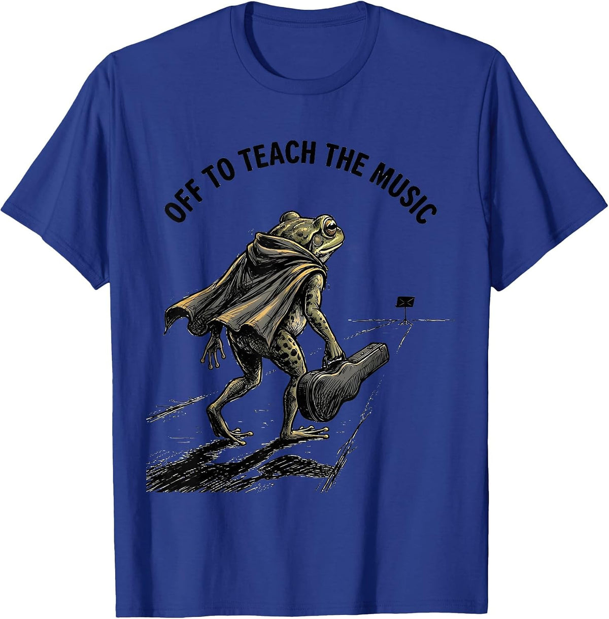 Off To Teach The Music Funny Frog Teacher Back To School T-Shirt - Royal Blue