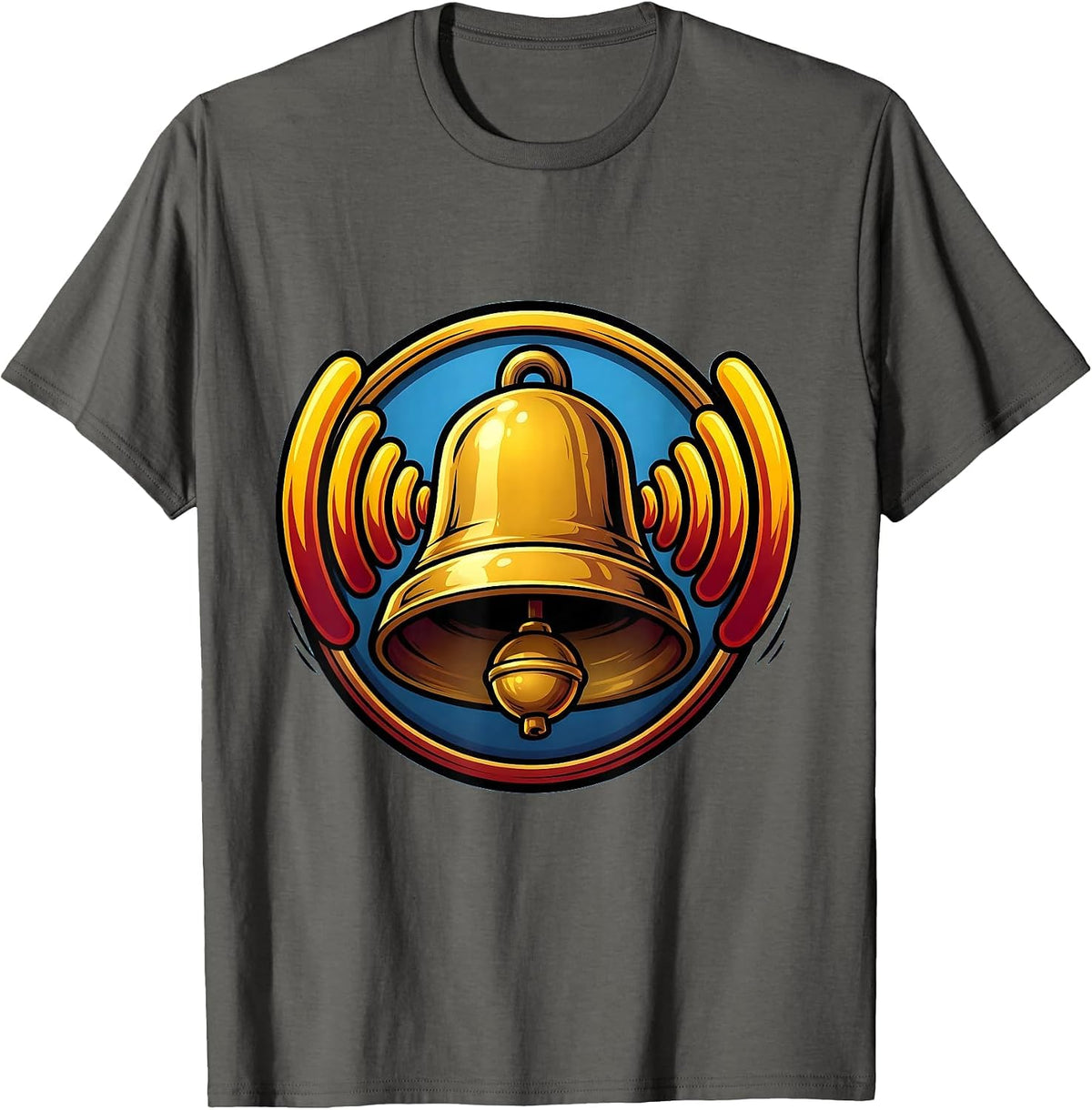 Ringing School Bell Sound Waves Teacher Graphic T-Shirt - Asphalt Grey