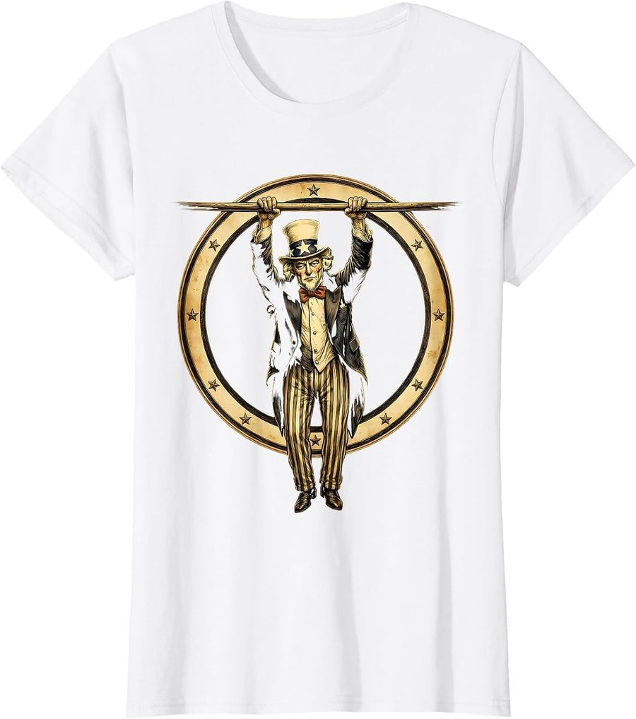 Women's Lazy Sloth Gym Pull-Up Bar Funny Workout T-Shirt - White