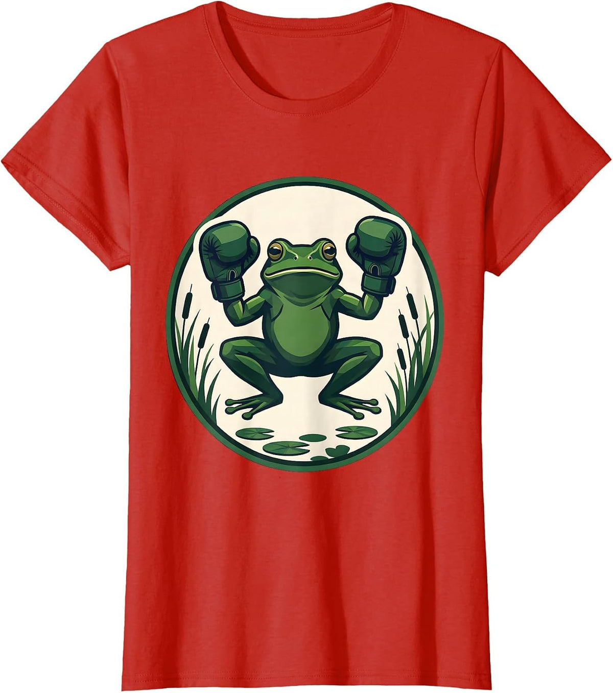 Frog Boxing Gloves Fighter Illustration T-Shirt - Red