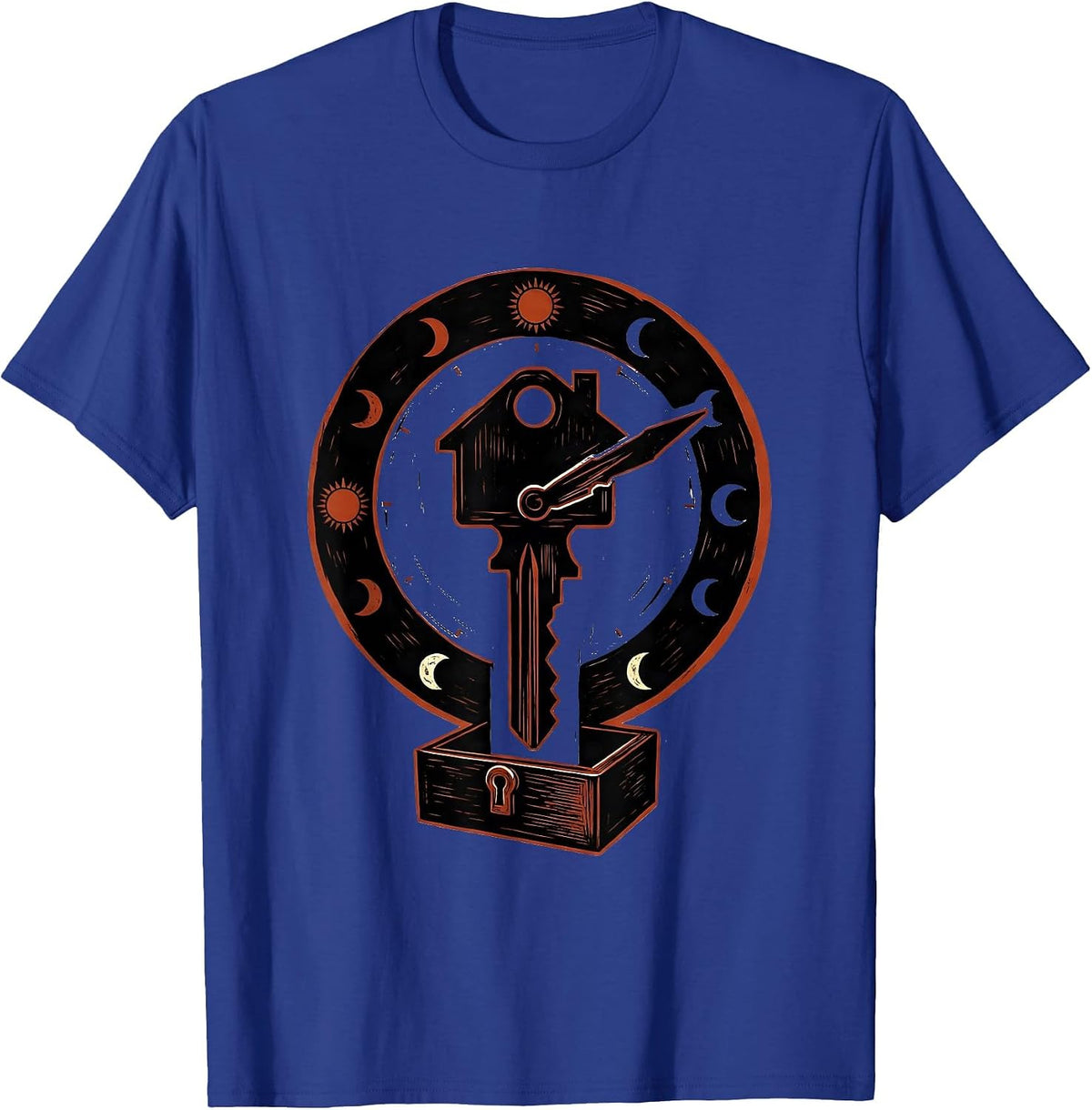 Interlocked Key Clock Realtor Humor Real Estate Agent Gift T-Shirt - Royal Blue