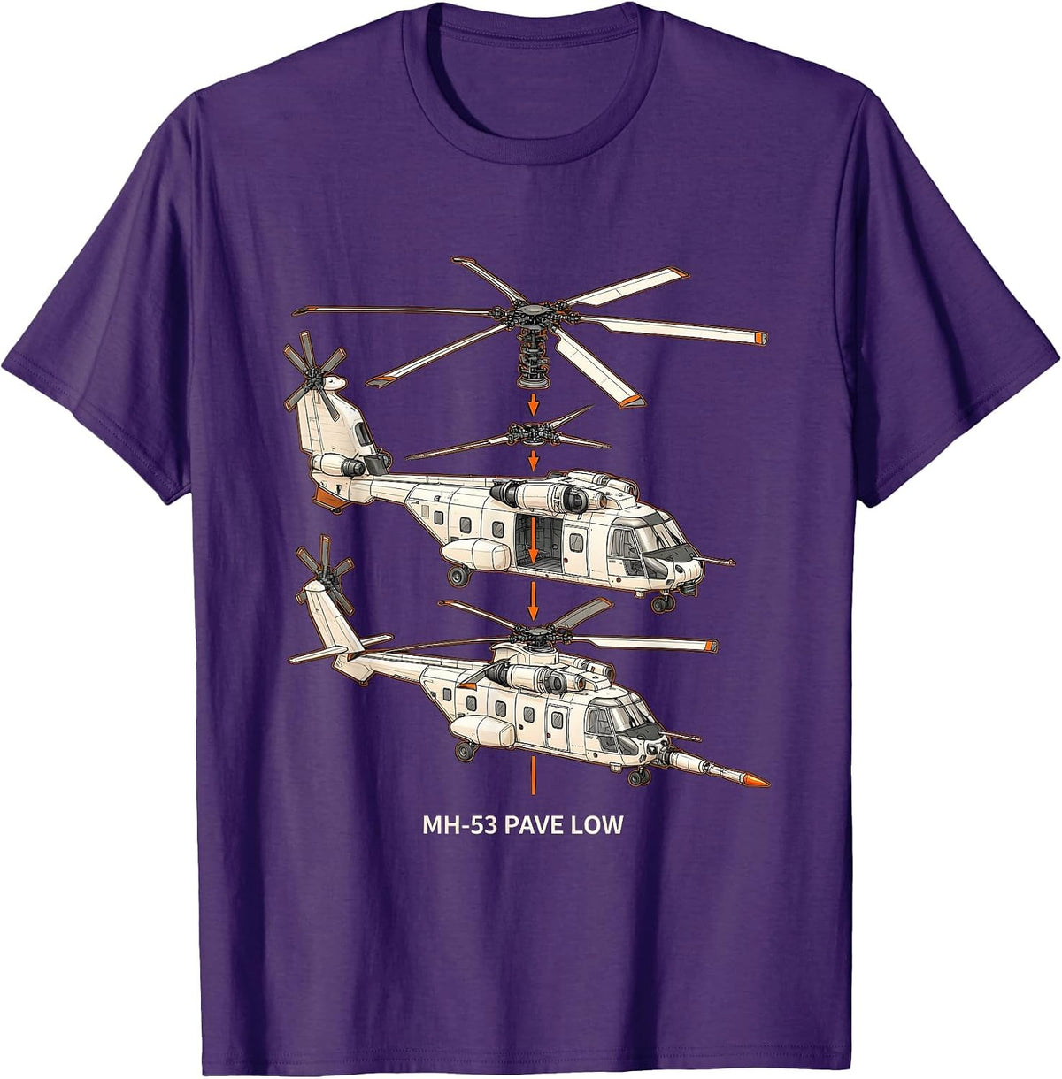 MH-53 Pave Low Military Helicopter Veteran Tribute Pilot T-Shirt - Purple