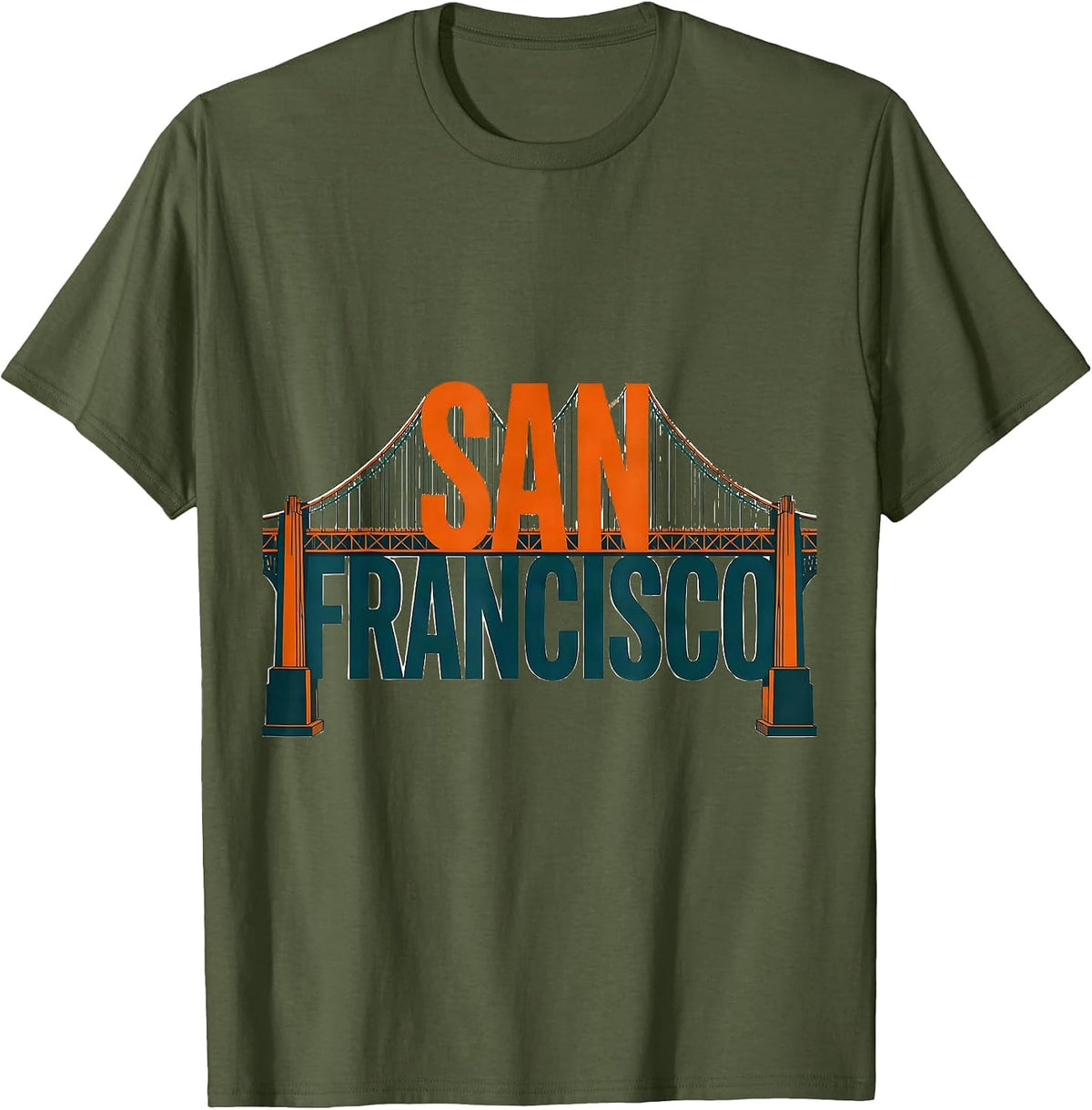 San Francisco Vintage Golden Gate Bridge Souvenir T-Shirt - Olive Green