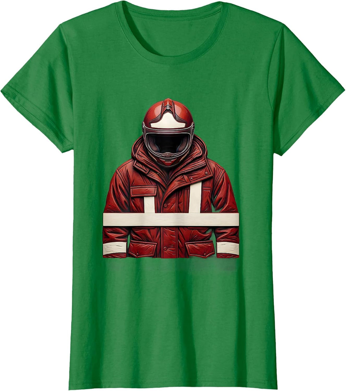 Women's Folded Turnout Coat Firefighter Humor Gift T-Shirt - Kelly Green