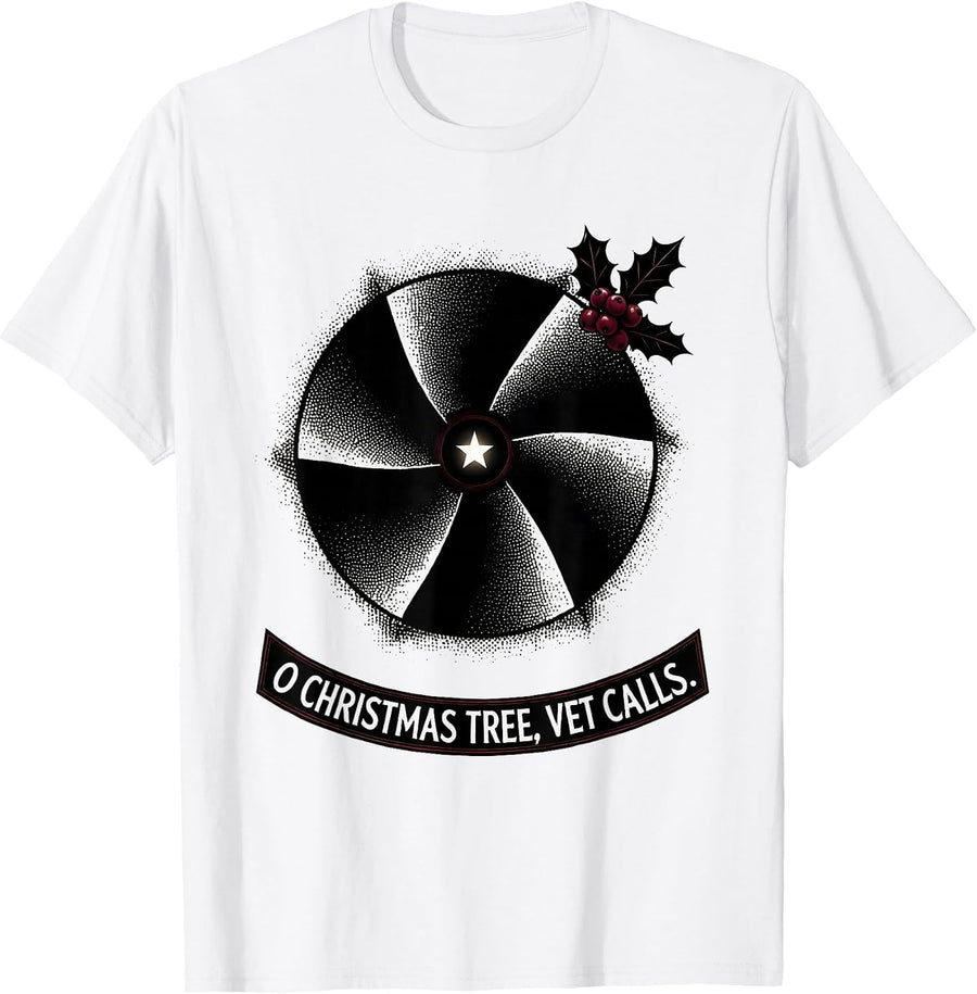 Men's O Christmas Tree Vet Calls Funny Veterinary Tech Christmas T-Shirt - White