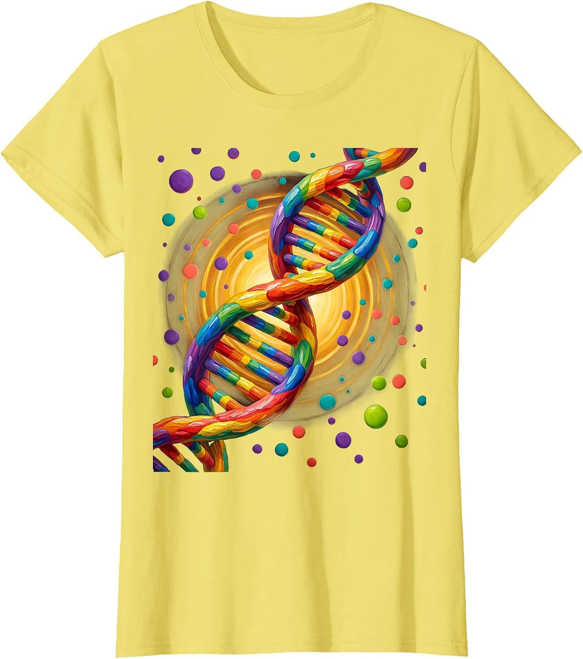 Women's Down Syndrome Awareness Glowing Chromosome Art T-Shirt - Lemon Yellow