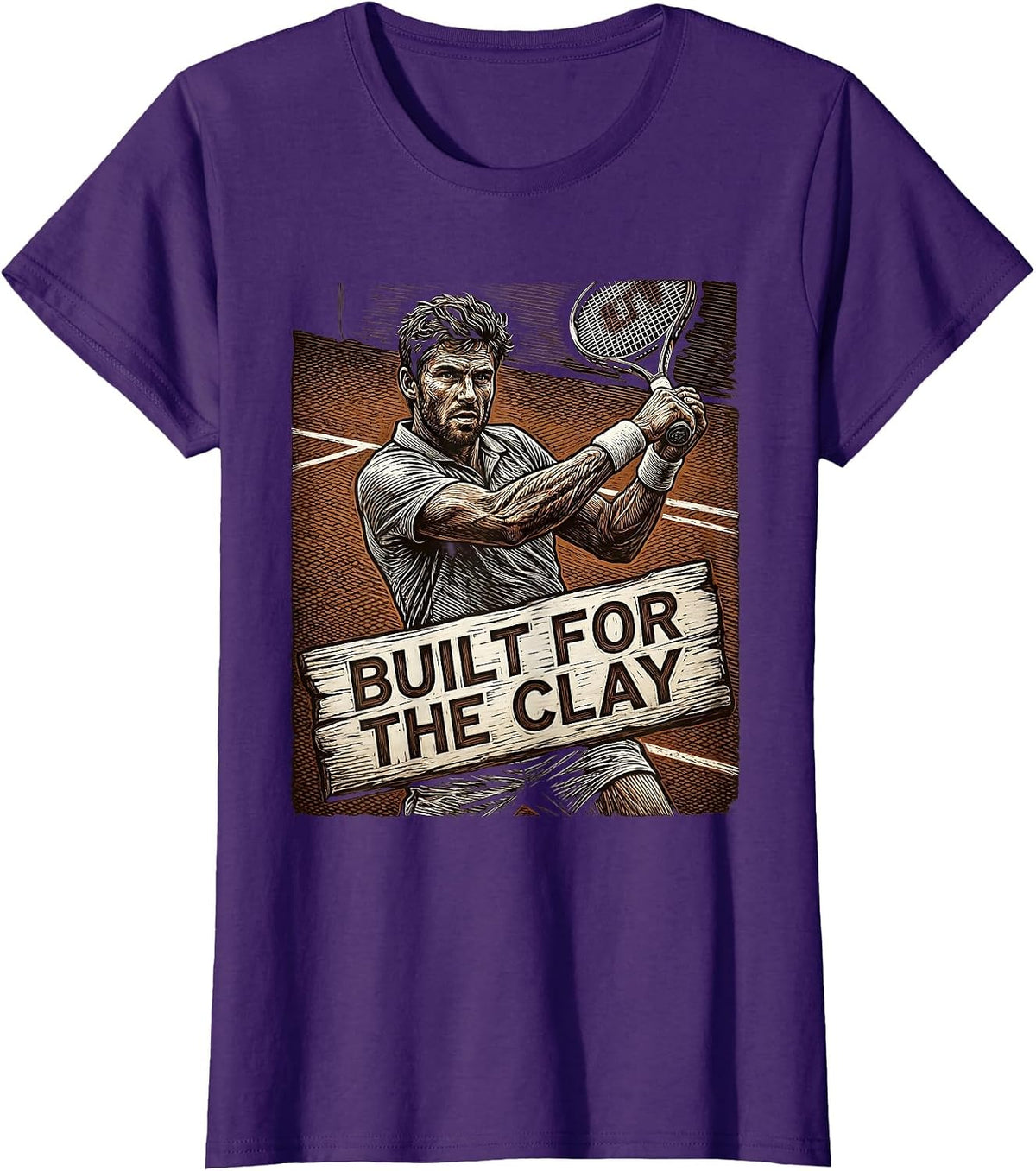 Women's Built for the Clay Tennis Graphic Design T-Shirt - Purple
