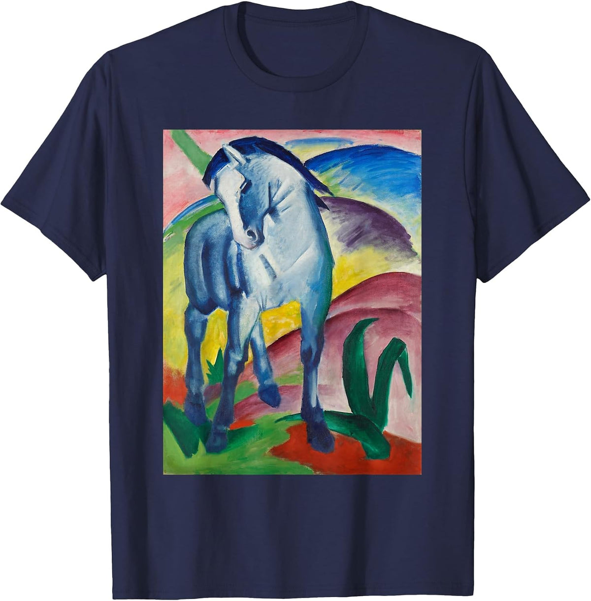 Blue Horse Franz Marc Colourful Expressionism T-Shirt - Navy Blue