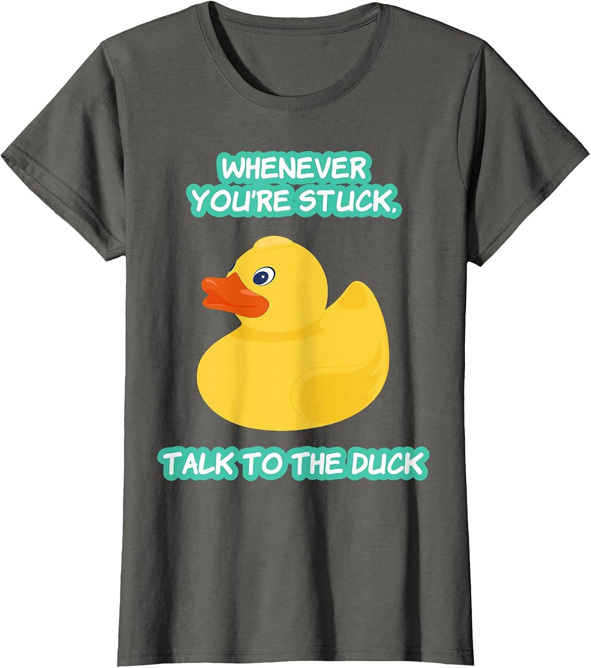 Funny Programmer Talk to The Duck T-Shirt - Asphalt Grey