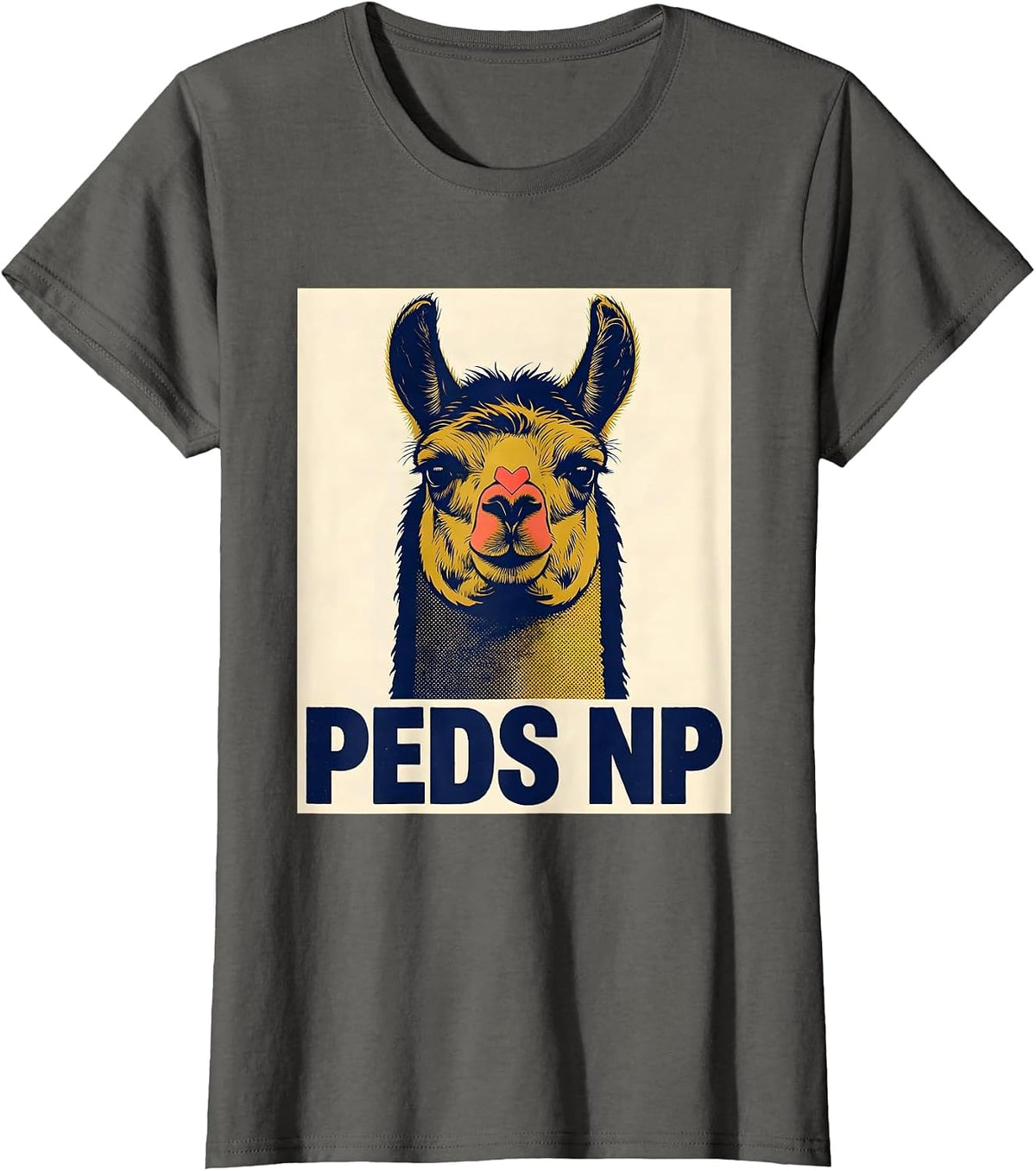 Women's PEDS NP Cute Llama Pediatric Nurse Practitioner NICU PICU T-Shirt - Asphalt Grey