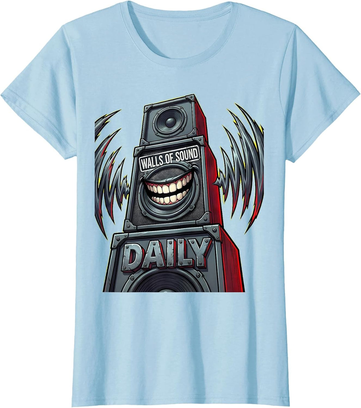 Women's Walls of Sound Daily Heavy Metal Design T-Shirt - Baby Blue