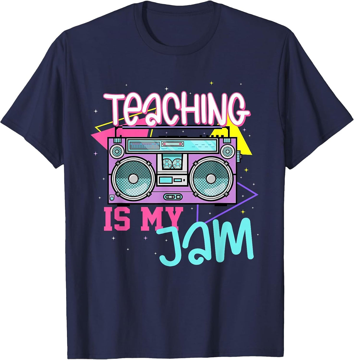 Teaching is My Jam Funny Retro Teacher Back to School Women T-Shirt - Navy Blue