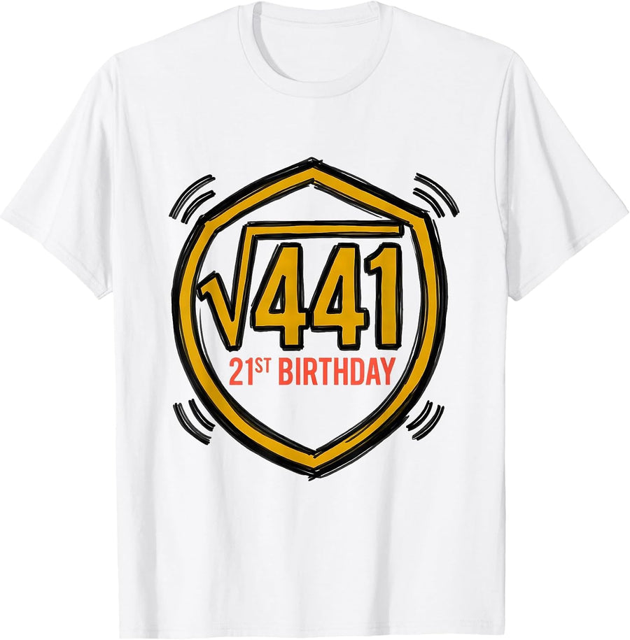 Men's √441 21st Birthday Math Humor Age 21 Birthday Gift T-Shirt - White