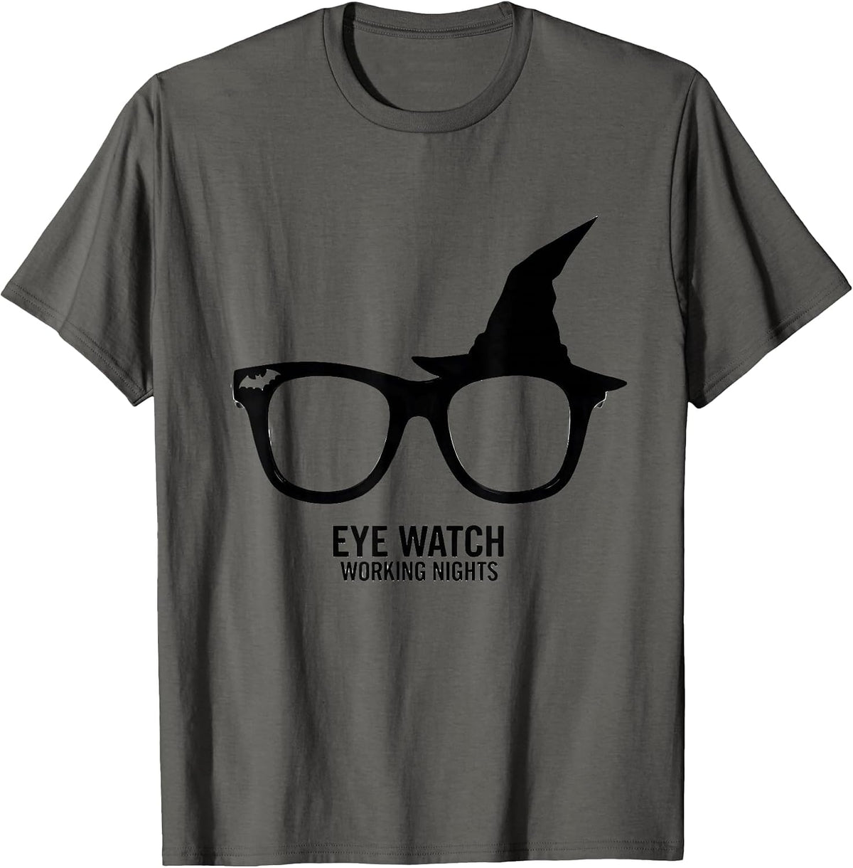 Eye Watch Working Nights Optometrist Halloween Pun Humor T-Shirt - Asphalt Grey