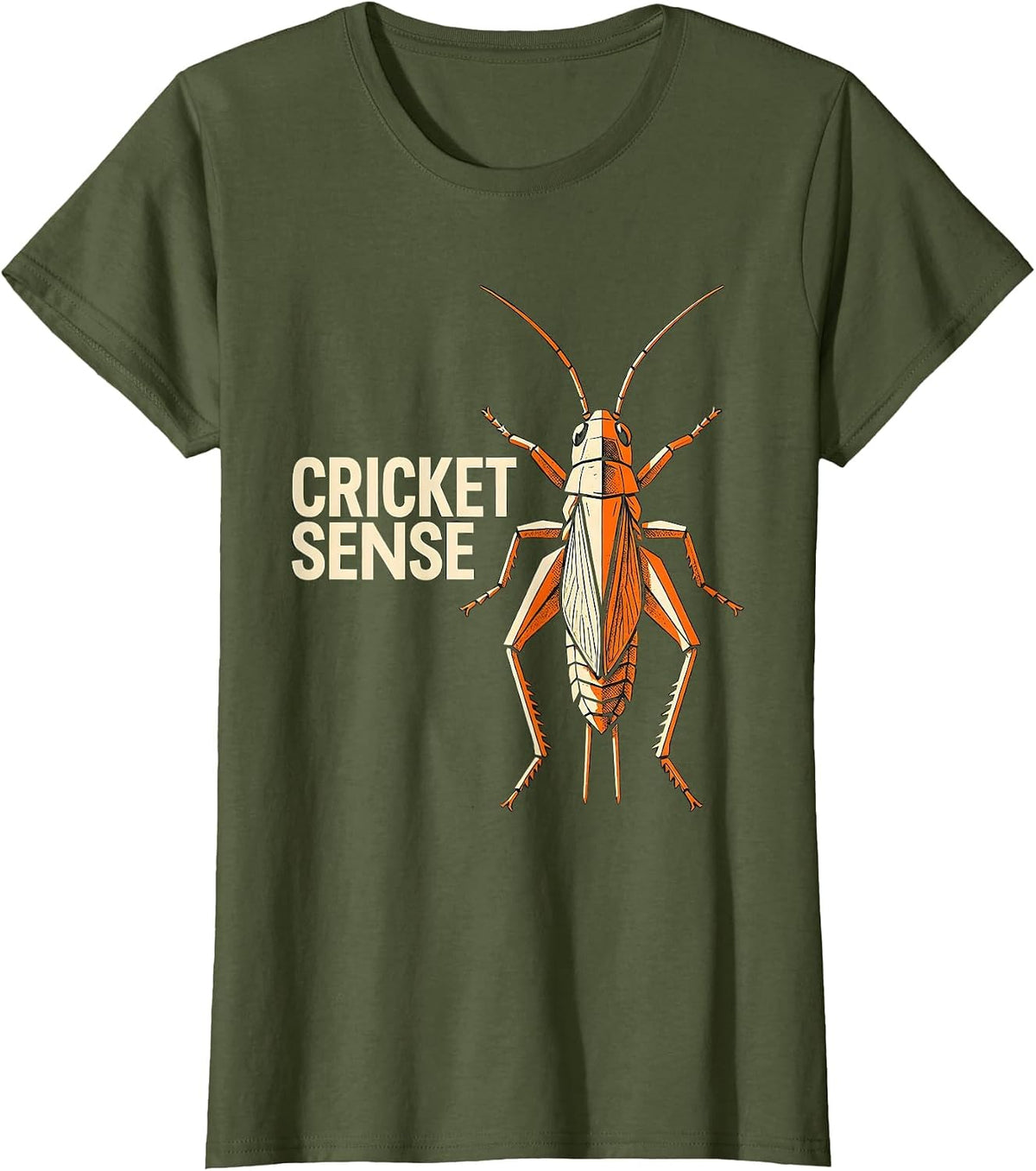 Women's Cricket Sense Stencil Bug Collector Entomology Humor Novelty T-Shirt - Olive Green