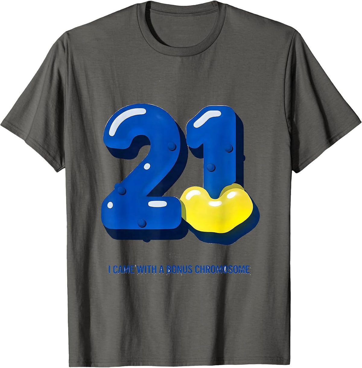 I Came With A Bonus Chromosome Heartfelt Down Syndrome T-Shirt - Asphalt Grey