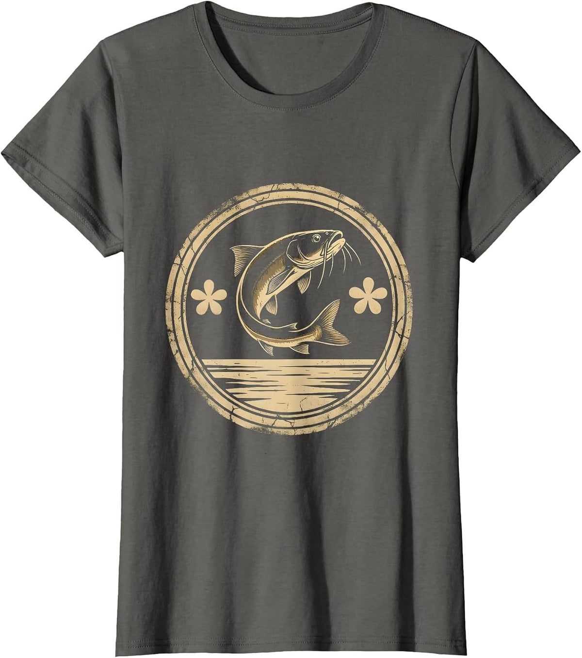 Women's Texas Catfish Leaping at Dusk Illustration T-Shirt - Asphalt Grey
