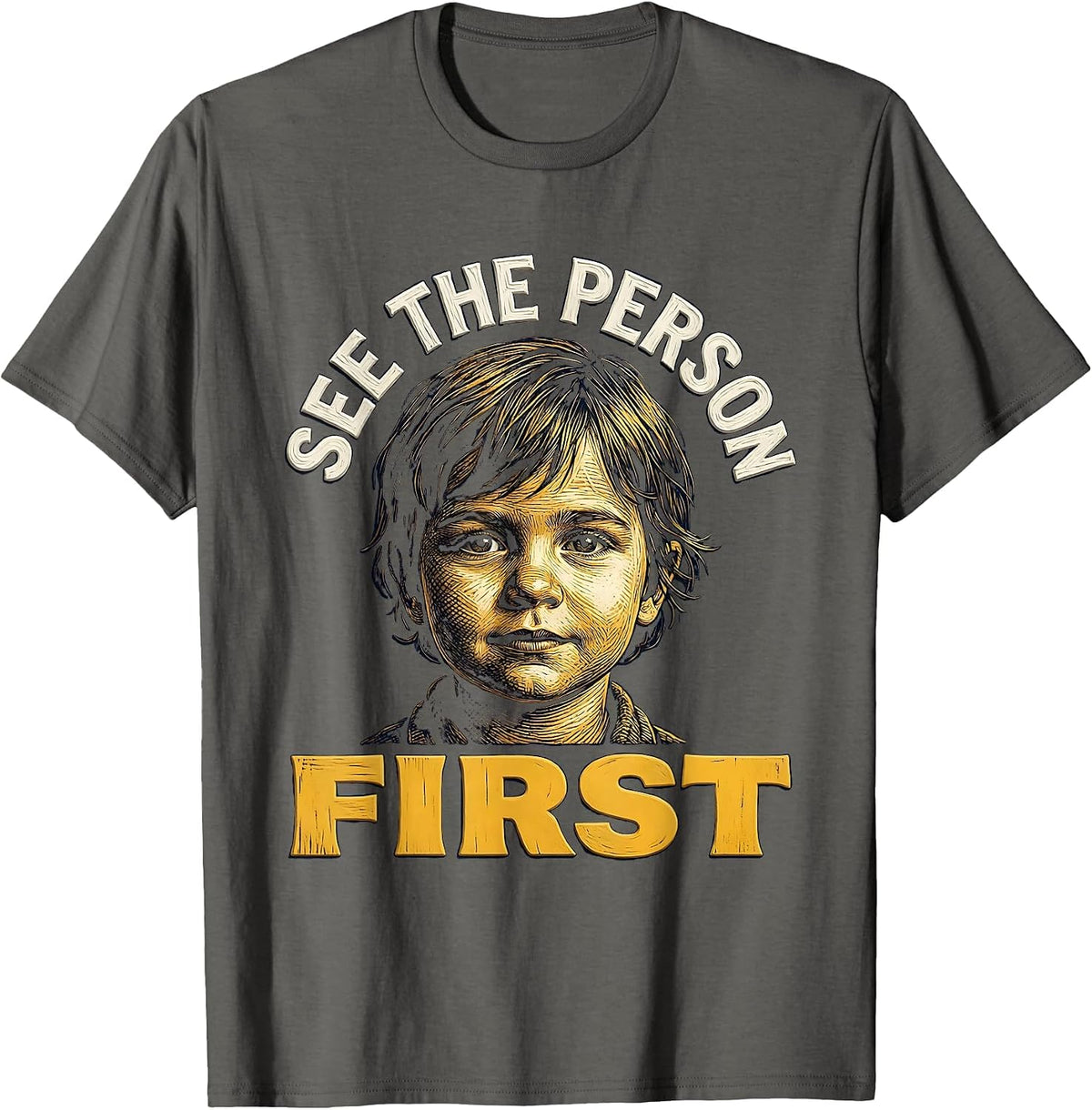 Men's See the Person First Down Syndrome Awareness T-Shirt - Asphalt Grey