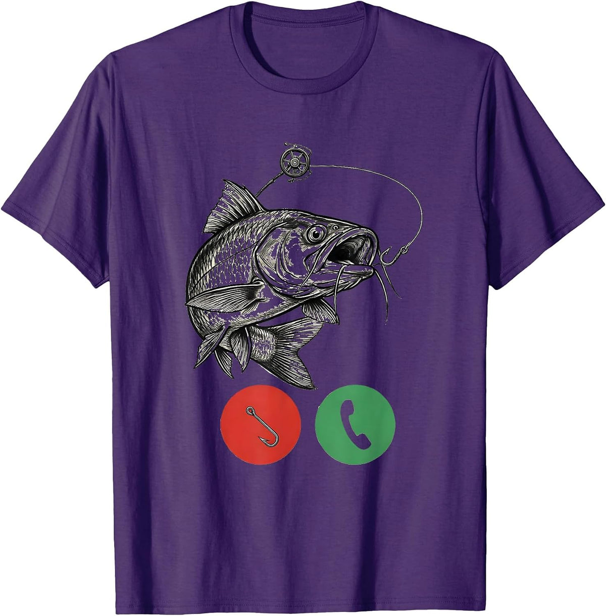 Catfish Hook Phone Call Funny Fishing Dad Gift T-Shirt - Purple