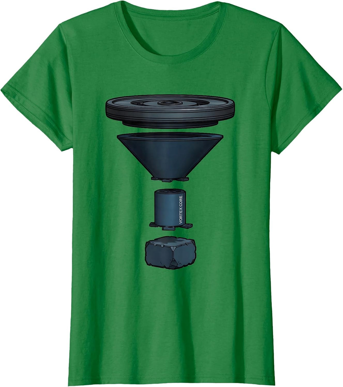 Women's Vortex Core Exploded View Technical Storm Chaser Tornado T-Shirt - Kelly Green