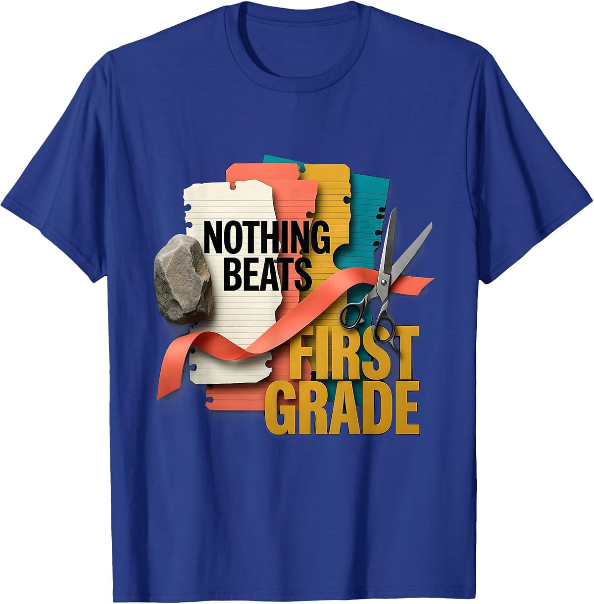 Men's Nothing Beats First Grade Back to School Rock Paper Scissors T-Shirt - Royal Blue
