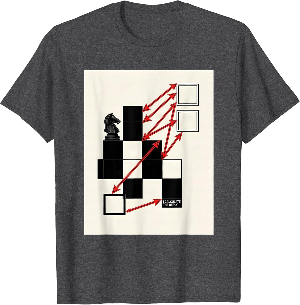 Men's I Calculate The Reply Funny Chess Player Chess Club Humor T-Shirt - Dark Heather Grey