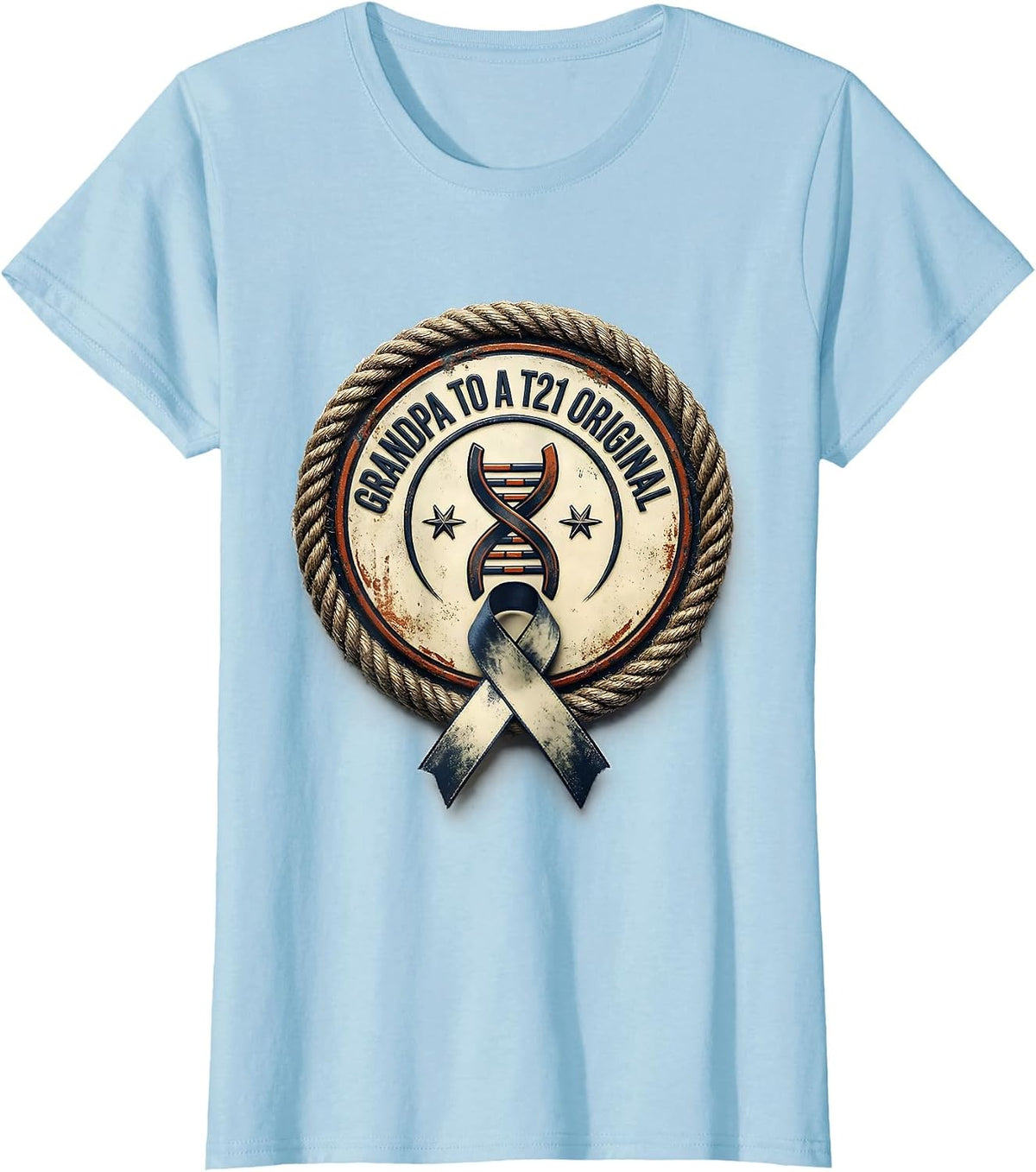Grandpa To A T21 Original Vintage Down Syndrome Awareness T-Shirt - Baby Blue