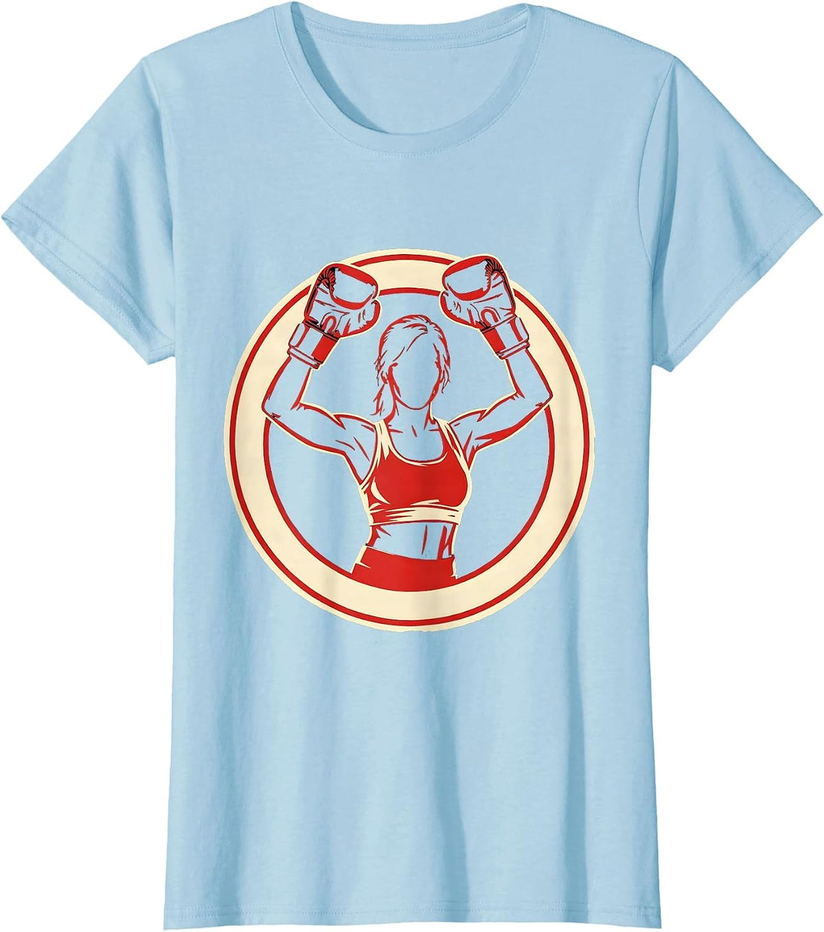 Women's Boxing Gloves Victory Raise Illustration T-Shirt - Baby Blue