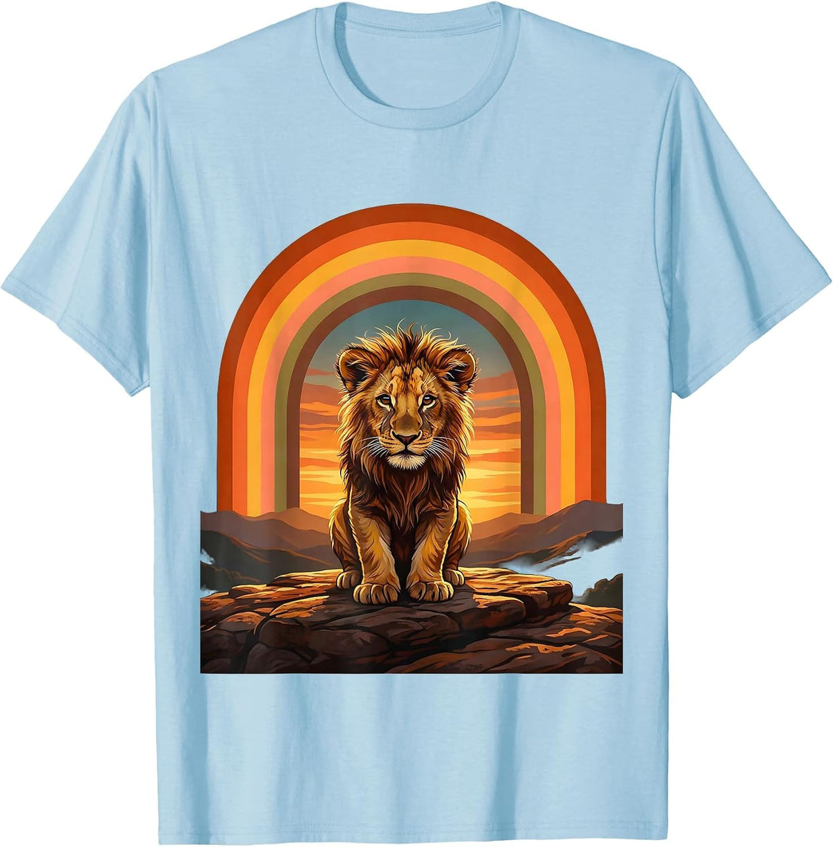 Men's Down Syndrome Awareness Bold Lion Cub Ledge Art T-Shirt - Baby Blue