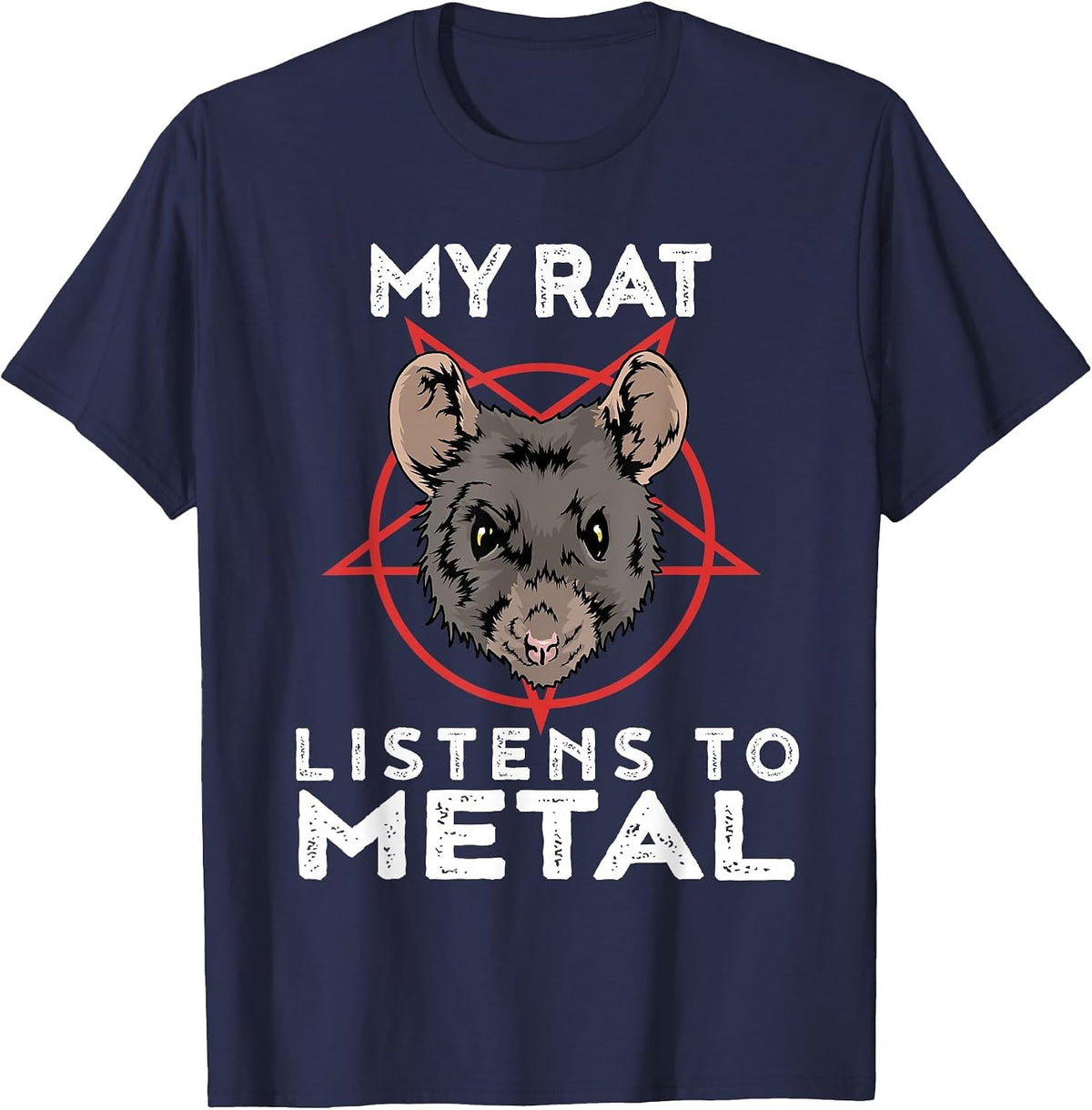 Metal Rat Funny Goth and Heavy Metal Animal T-Shirt - Navy Blue