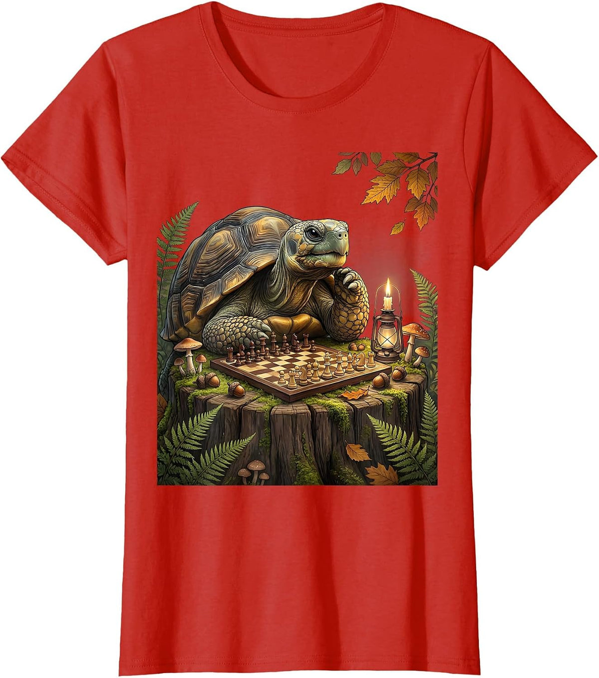 Elder Chess Player Solo Game Illustration T-Shirt - Red