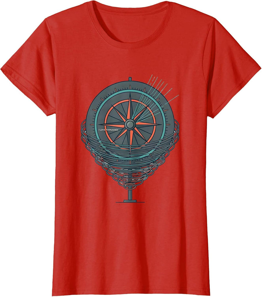 Women's I Love Tornadoes Flat Vector Storm Chaser Meteorology T-Shirt - Red