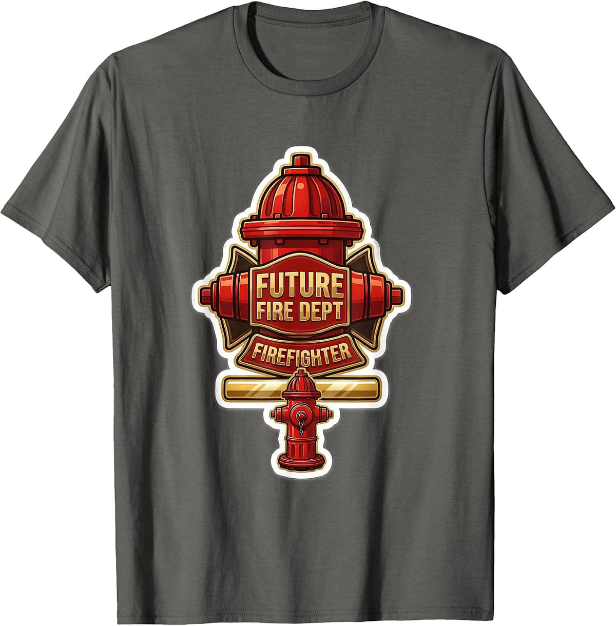 Future Fire Dept Firefighter Sticker Firefighter Badge T-Shirt - Asphalt Grey