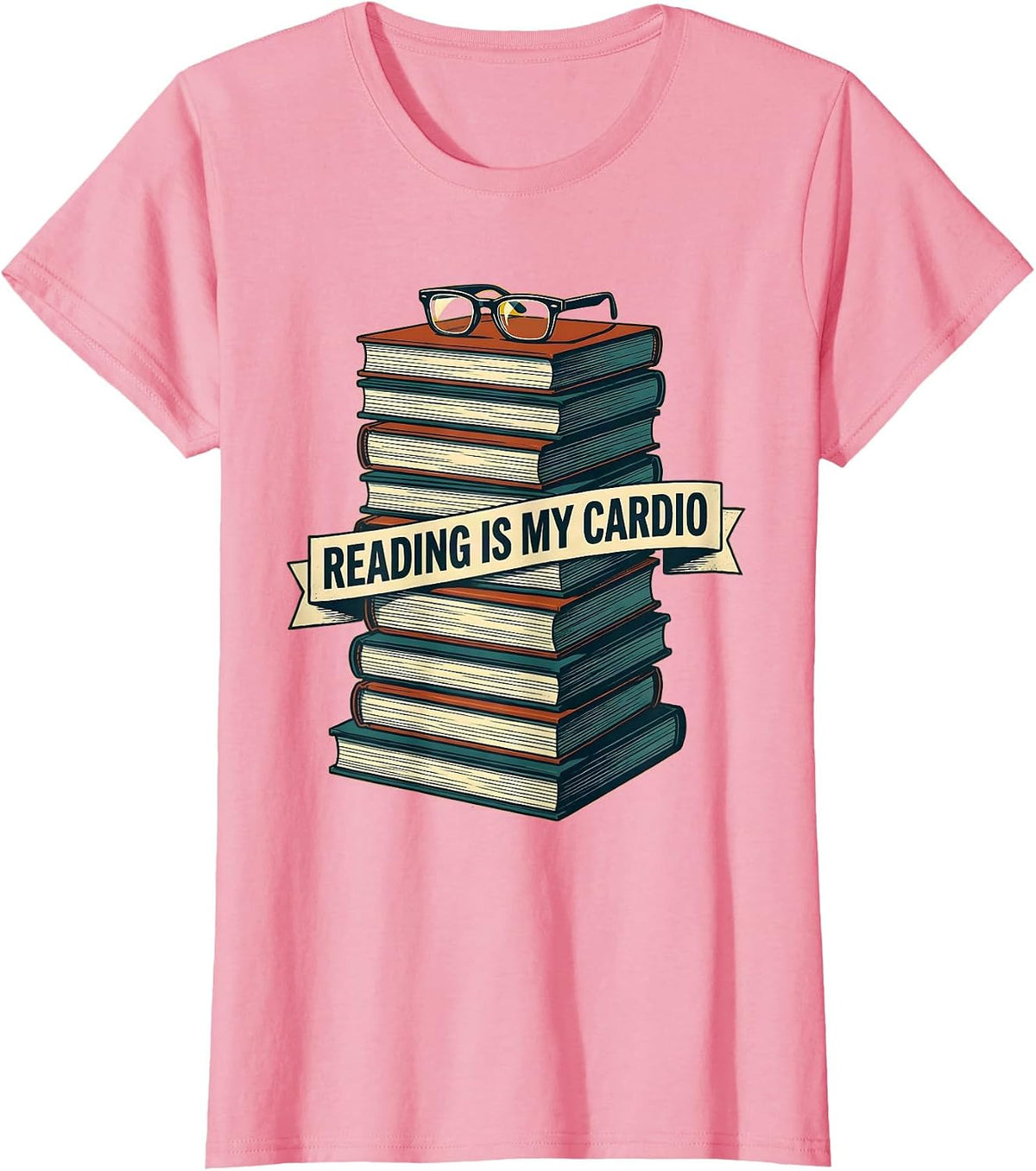 Women's Reading Is My Cardio English Teacher Design T-Shirt - Pink