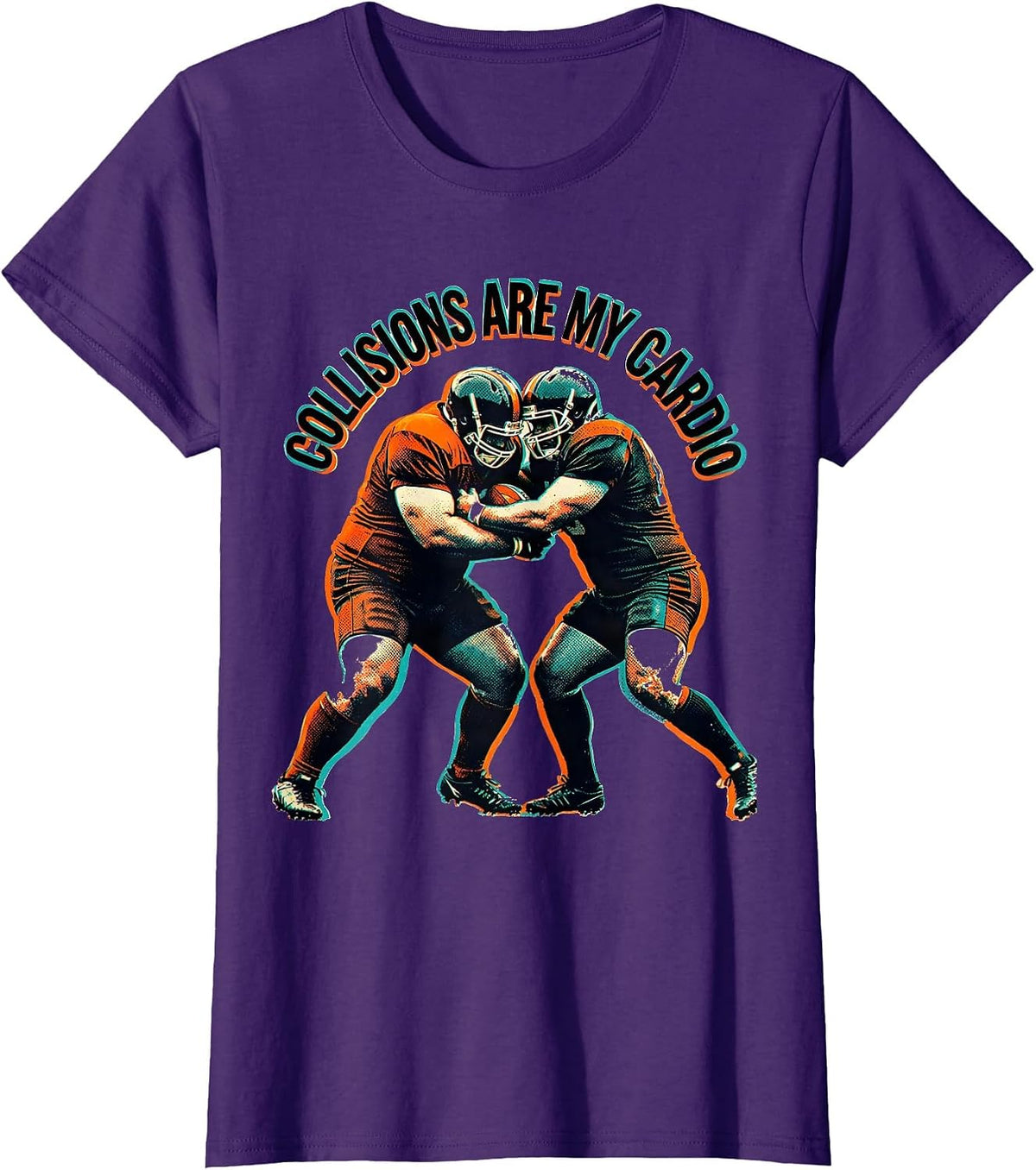 Women's Collisions Are My Cardio Rugby Design T-Shirt - Purple