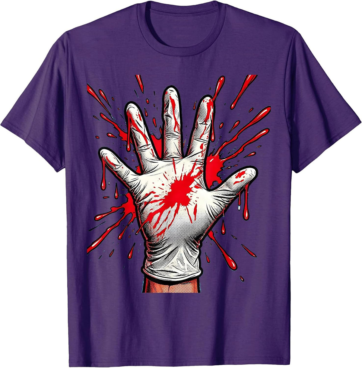 Surgeon Dropping Gloves After Tough Operation T-Shirt - Purple