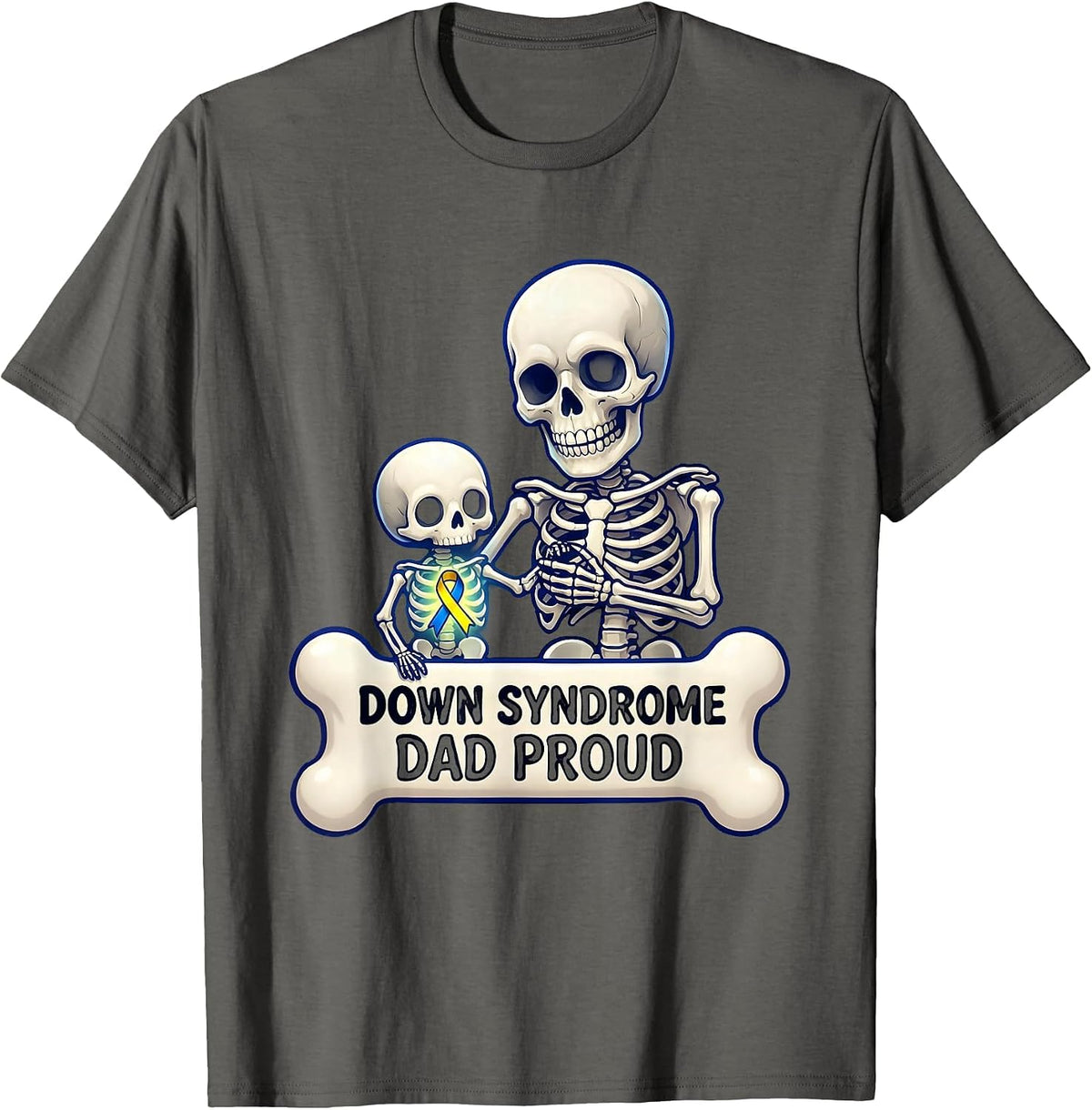 Men's Down Syndrome Dad Proud Awareness Design T-Shirt - Asphalt Grey