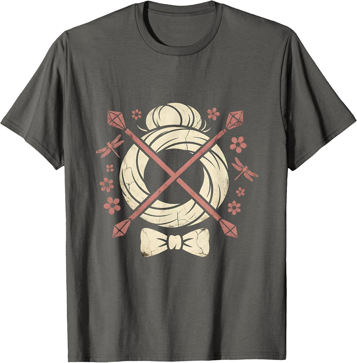 Nana Knitting Silver Bun Hairstyle Graphic T-Shirt - Asphalt Grey