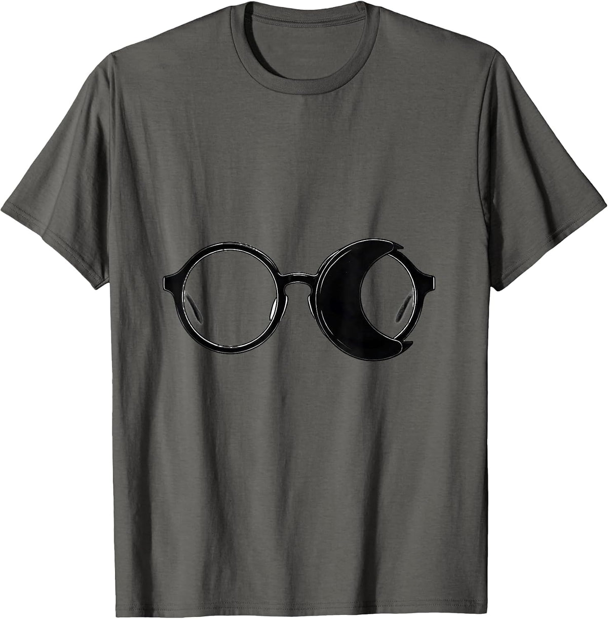 Spectacle Moon Occluder Minimalist Optometrist Halloween T-Shirt - Asphalt Grey