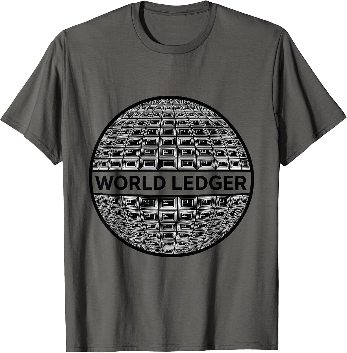 World Ledger Geometric Global Countries Flag Design T-Shirt - Asphalt Grey