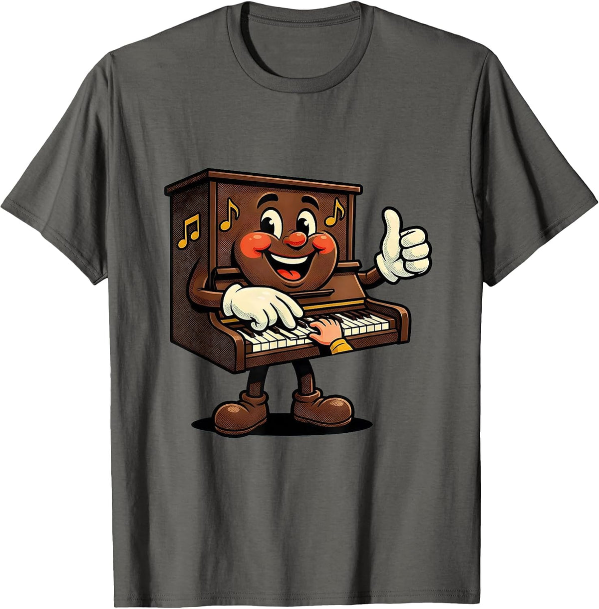 Men's Music Teacher Piano Lesson Graphic Gift T-Shirt - Asphalt Grey