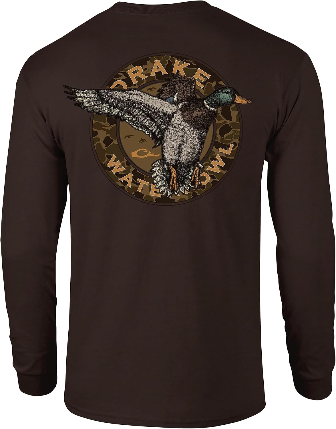 Drake Waterfowl Men's Circle Mallard Long Sleeve T-Shirt - Chocolate Brown