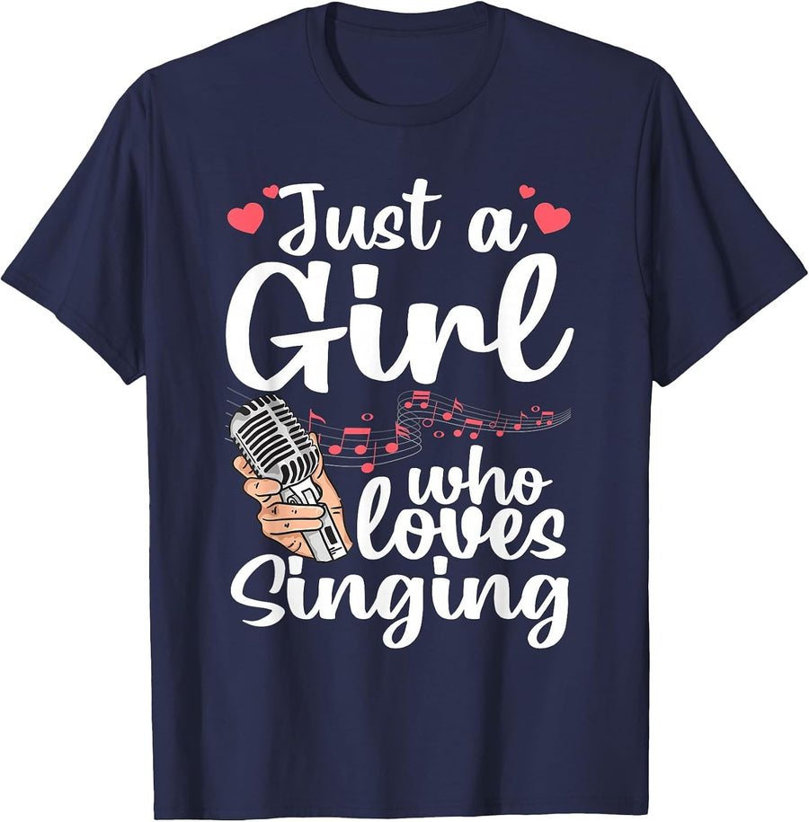 Funny Singing Design for Girls Women Kids Singer Song Lover T-Shirt - Navy Blue
