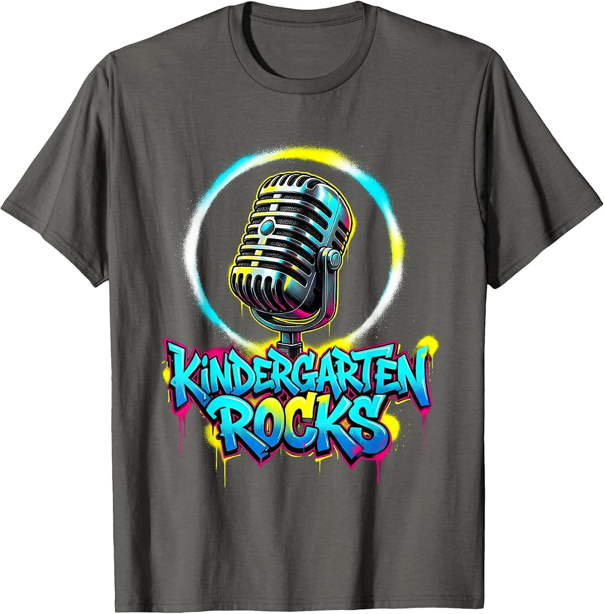 Men's Kindergarten Rocks Graffiti Back to School Teacher Kids T-Shirt - Asphalt Grey