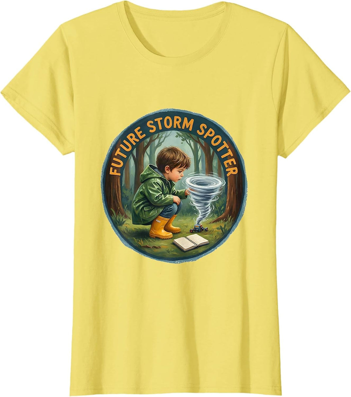 Future Storm Spotter Storybook Tornado Chaser Meteorology T-Shirt - Lemon Yellow