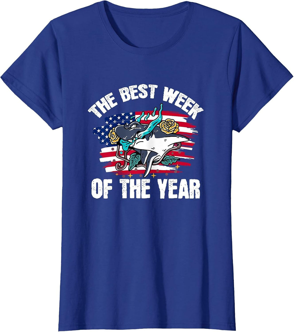Vintage USA It's The Best Week of The Year Shark T-Shirt - Royal Blue