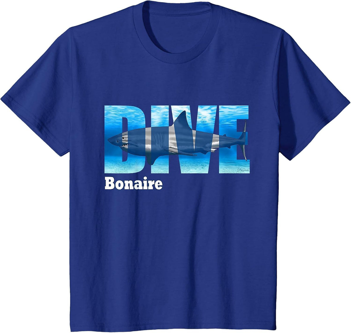 Dive Bonaire Scuba Diving Snorkeling T-Shirt - Royal Blue