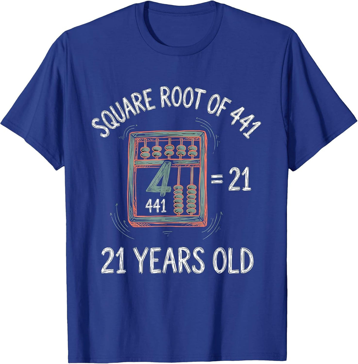 Men's Square Root Of 441 21 Years Old Math Birthday Age Pun T-Shirt - Royal Blue